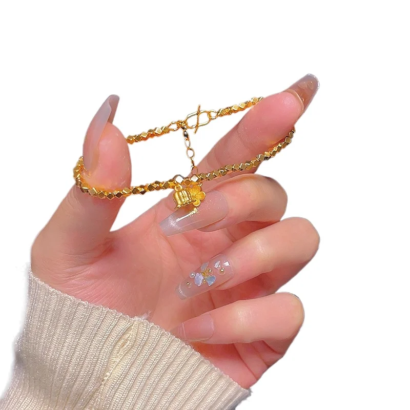 

24K Golden Bell Orchid Bracelet for Women 999 Bracelet Jewelry