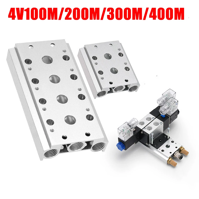 Manifold 100M 200M 300M 400M For Pneumatic Solenoid Valve 4V110 4V210 4V320 4V430 Suitable Exhaust Plate Base With Gasket Screw