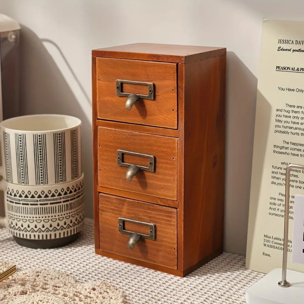 

Vintage Multi-layer Storage Locker Wooden Drawer Storage Locker Desktop Drawer Organizers Jewelry Accessories Drawer Organizers