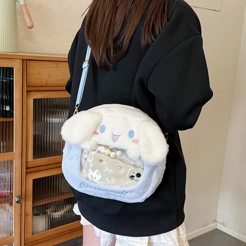 Sanrio Lovely Multifunctional Plush Bag Kuromi My Melody Shoulder Bag Cinnamoroll Pochacco Backpack Kawaii Itabag Gifts Girl