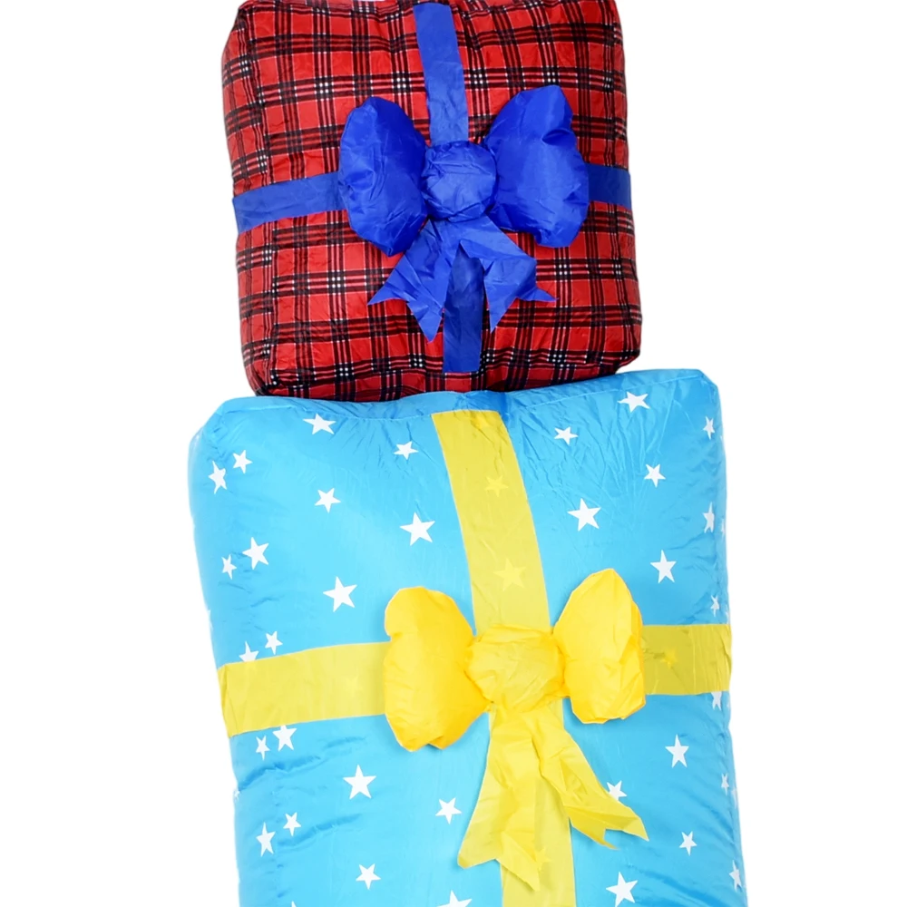 2.4m Christmas Inflatable Gift Boxes Decorations Built-in LED Lights Blow Up Xmas Decor for Holiday Indoor Outdoor Yard Lawn
