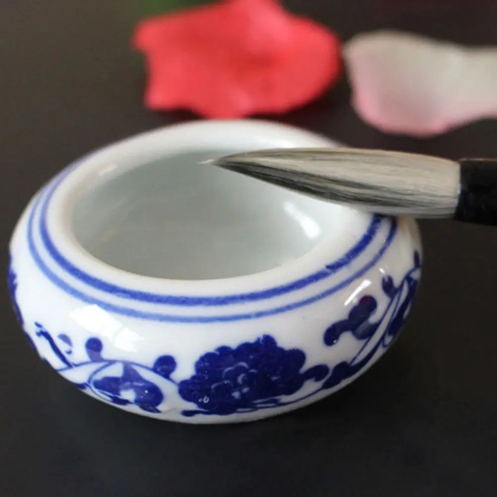 8Pcs Calligraphy Ink Dish Ceramic Ink Plates Portable Lightweight for Painting Brush Calligraphy Stationery Supplies