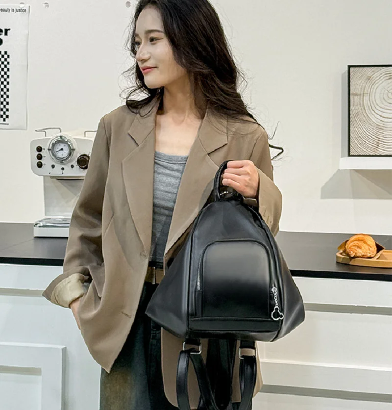New Women's Korean Fashion Multifunctional Soft Leather Backpacks High Capacity Travel Shoulder Bags Totes Crossbody Backpack