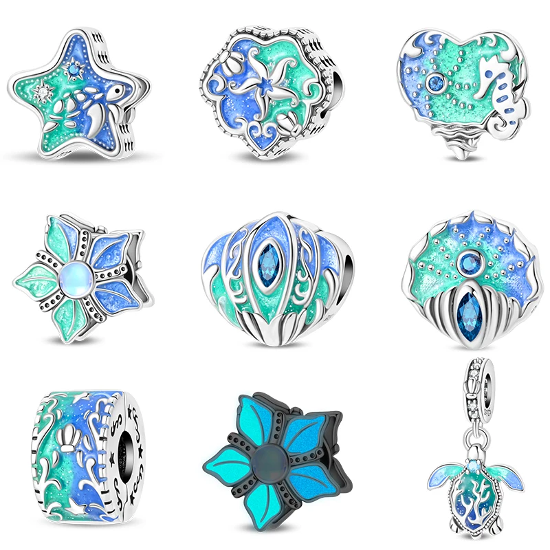 

Новые бусины-шармы из стерлингового серебра 925 пробы серии «Сияющий океан» (морская звезда, черепаха) для оригинальных браслетов, DIY, женские украшения, подарки, 2026 год