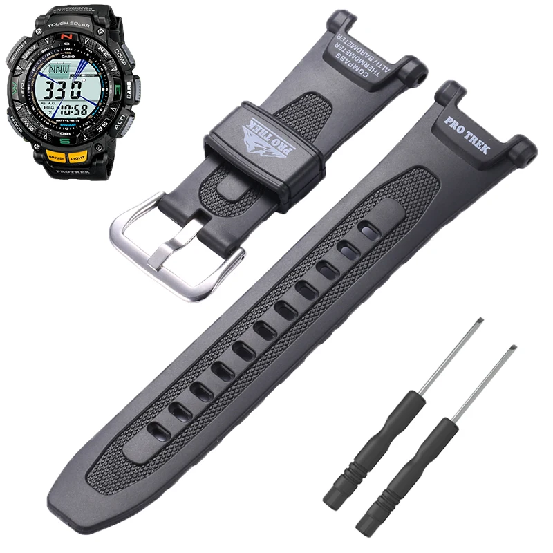 Rubber Strap Suitable for Casio Protrek Prg-240 PRG-40 Pathfinder Series Men\'s Sport Waterproof Watch Band Accessories