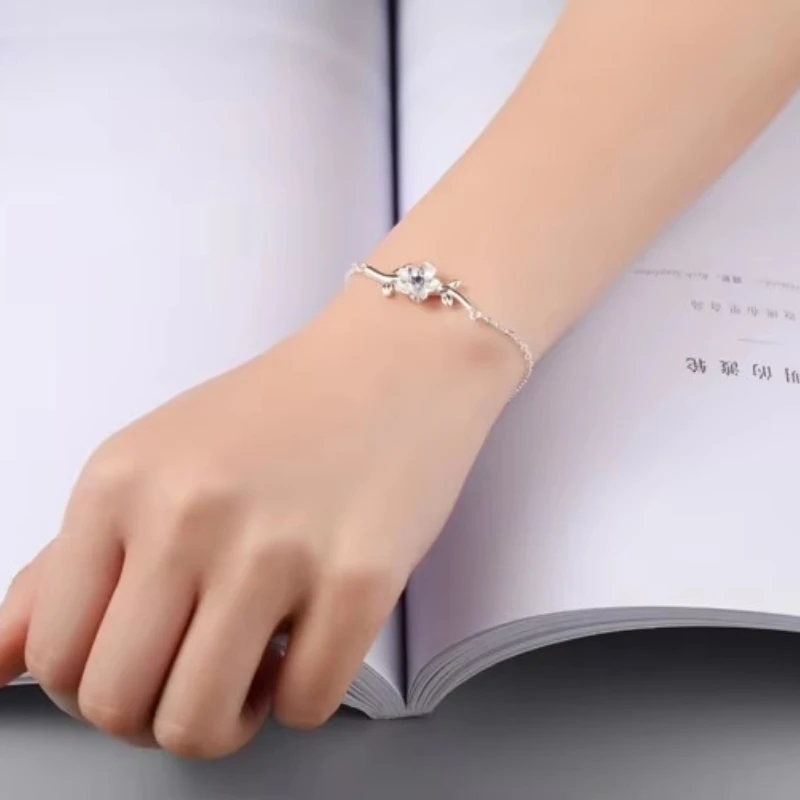 Personality New Art 925 Sterling Silver Jewelry Female cherry blossom tree branches High-quality Popular Bracelet