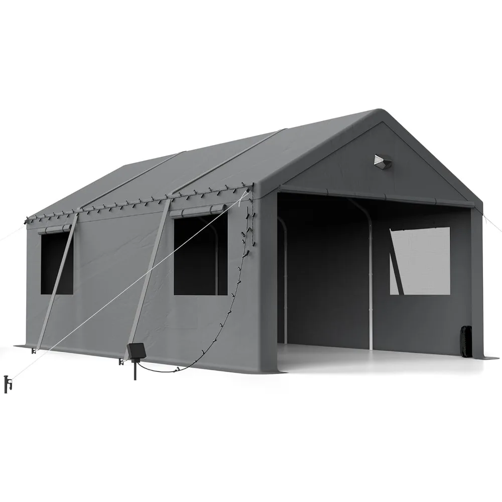 

12x20 Carports, Heavy Duty Carport with Removable Sidewalls and 2 Roll Up Zipper Doors
