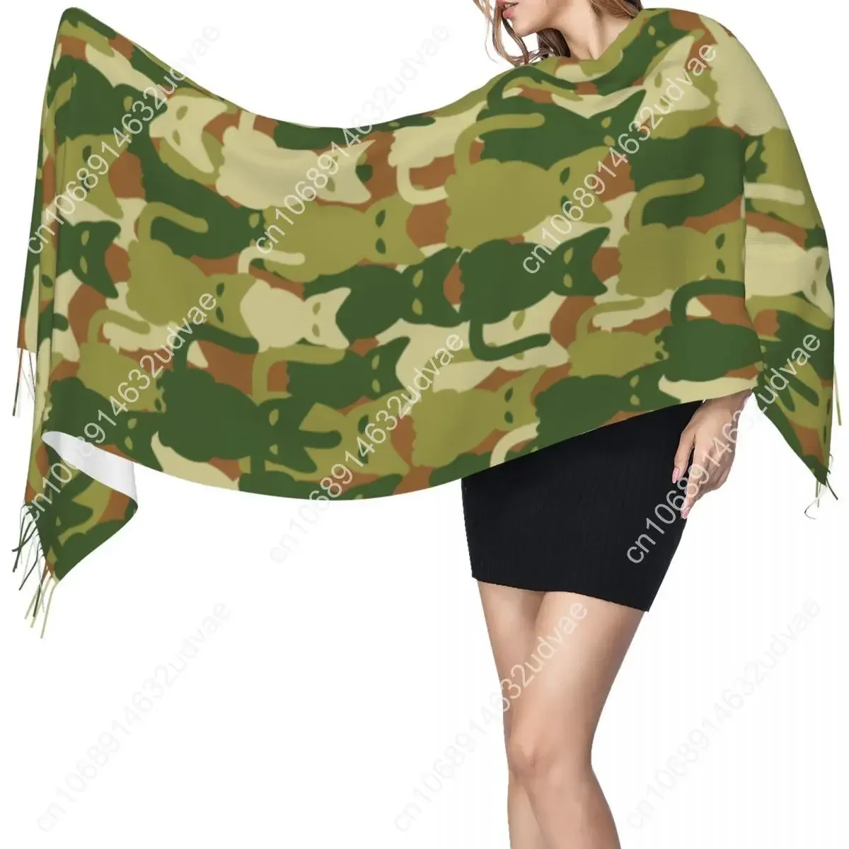 Herfst Winter Warme Sjaals Militaire Katten Leger Camouflage Patroon Mode Sjaal Kwast Sjaals Wikkel Nek Hoofdband Hijabs Stola