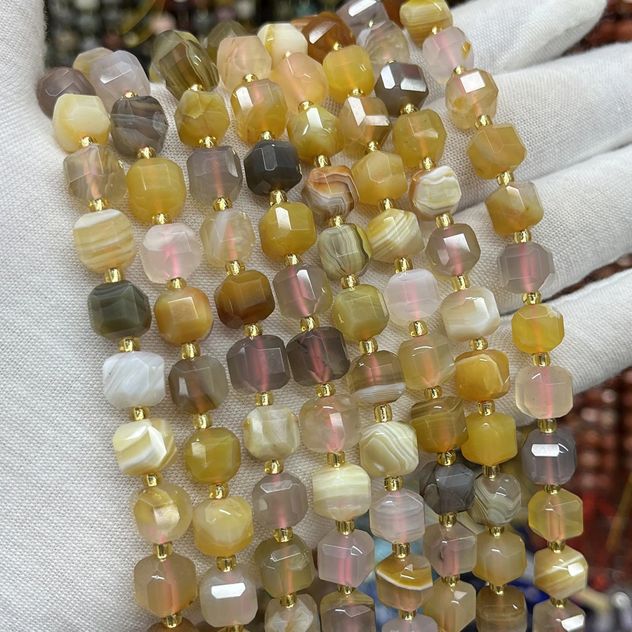 

Natural Yellow Persian Gulf Agate Handmade Faceted Cube Loose Beads For DIY Jewelry Making Bracelet Necklace15'' 6-7mm 8-9mm