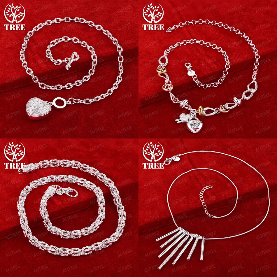 

925 Sterling Silver Heart Key Cylindrical Keel Necklace Women's Charming Fashion Party Valentine's Day Jewelry Accessories