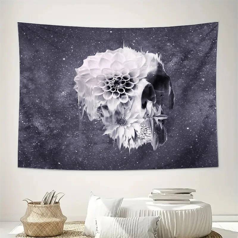 Floral Tapestry Wall Hanging Gothic Flower Mural Botanical Room Decor Aesthetic Wall Art Dark Academia Decor Bedroom Wall Decor