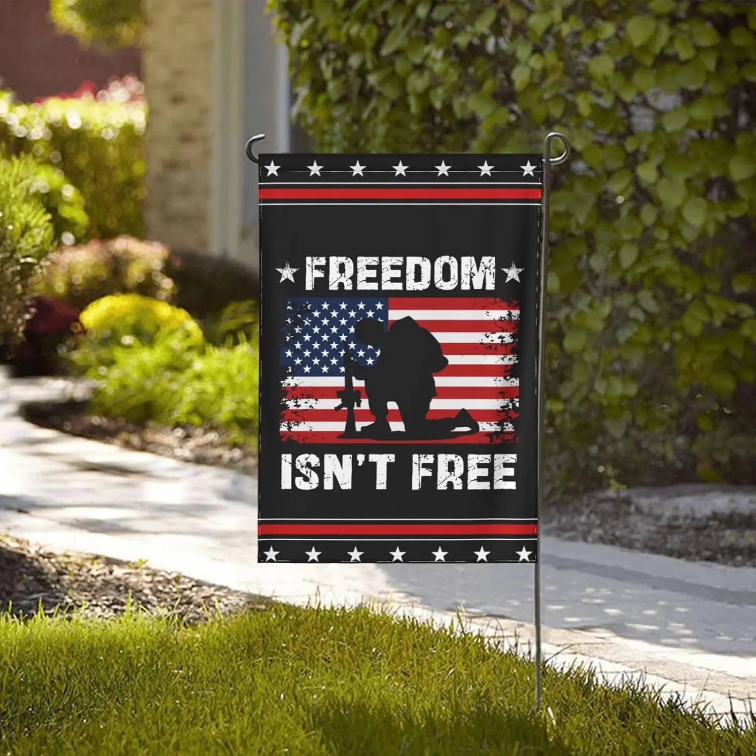 12x18 Double-Sided Freedom Isn'T Free 4th Of July Patriotic Garden Flag Holiday Party House Outdoor House Yard Banner Si LLO uui