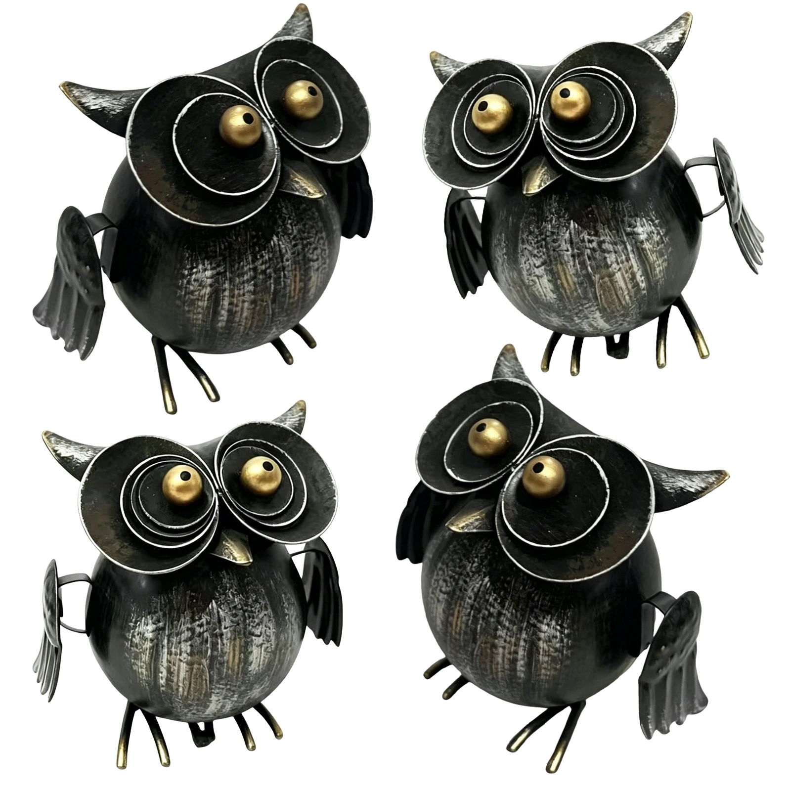 Owl Ornament with Big Eyes Metal Owl Figurine Gifts for Mom Women Metal Owl Yard Decoration for Living Room Bookshelf Home