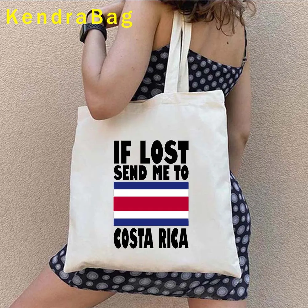 Vintage Arms of Costa Rica Country Map Flag San Jose Girl Soccer Gift Sunset Love Heart Shopper Canvas Tote Bag Shopping Handbag