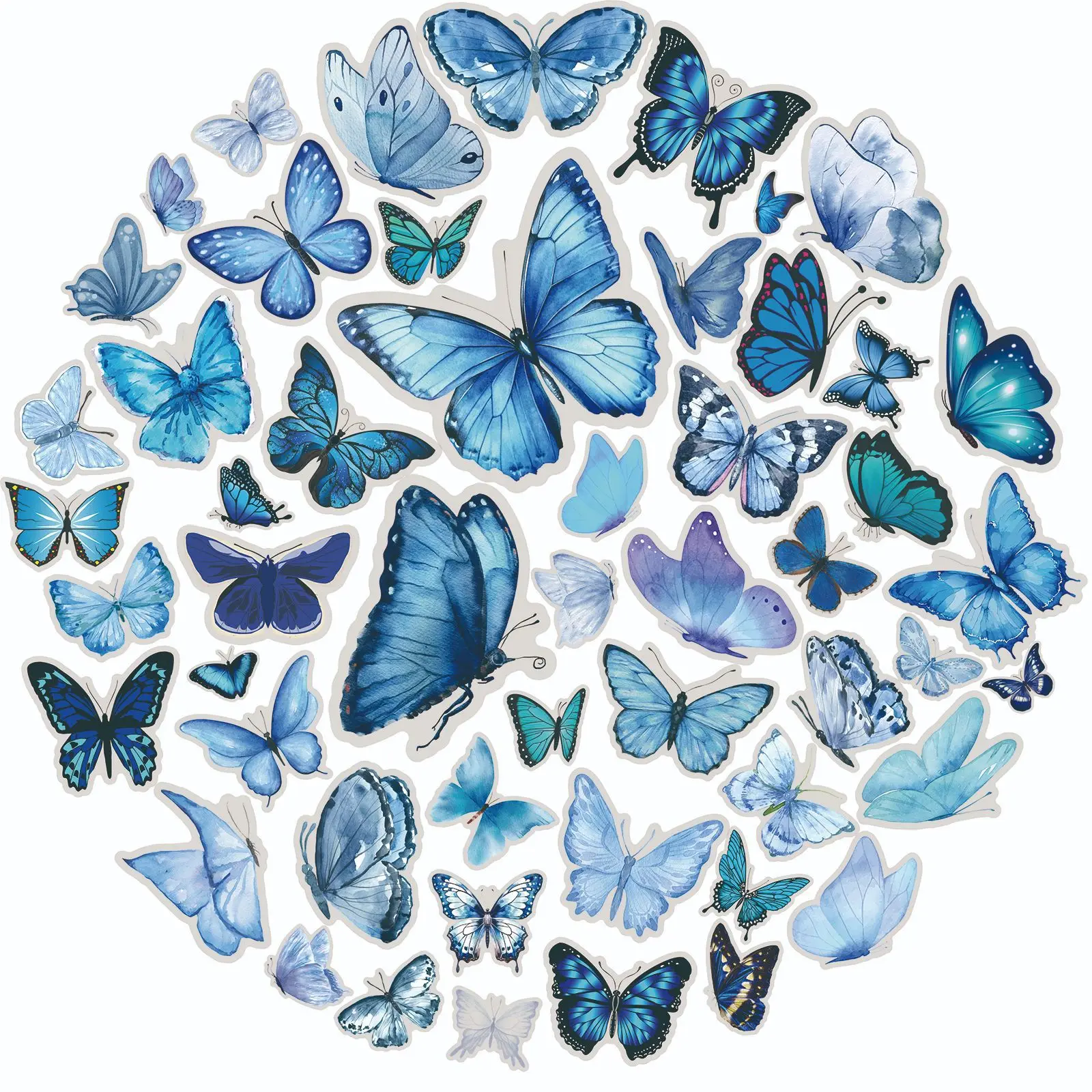 

10/50PCS Ins Style Blue Butterfly Graffiti Stickers Exquisite Fashion Sticker for Computer Notebook Stationery DIY Toys Secret