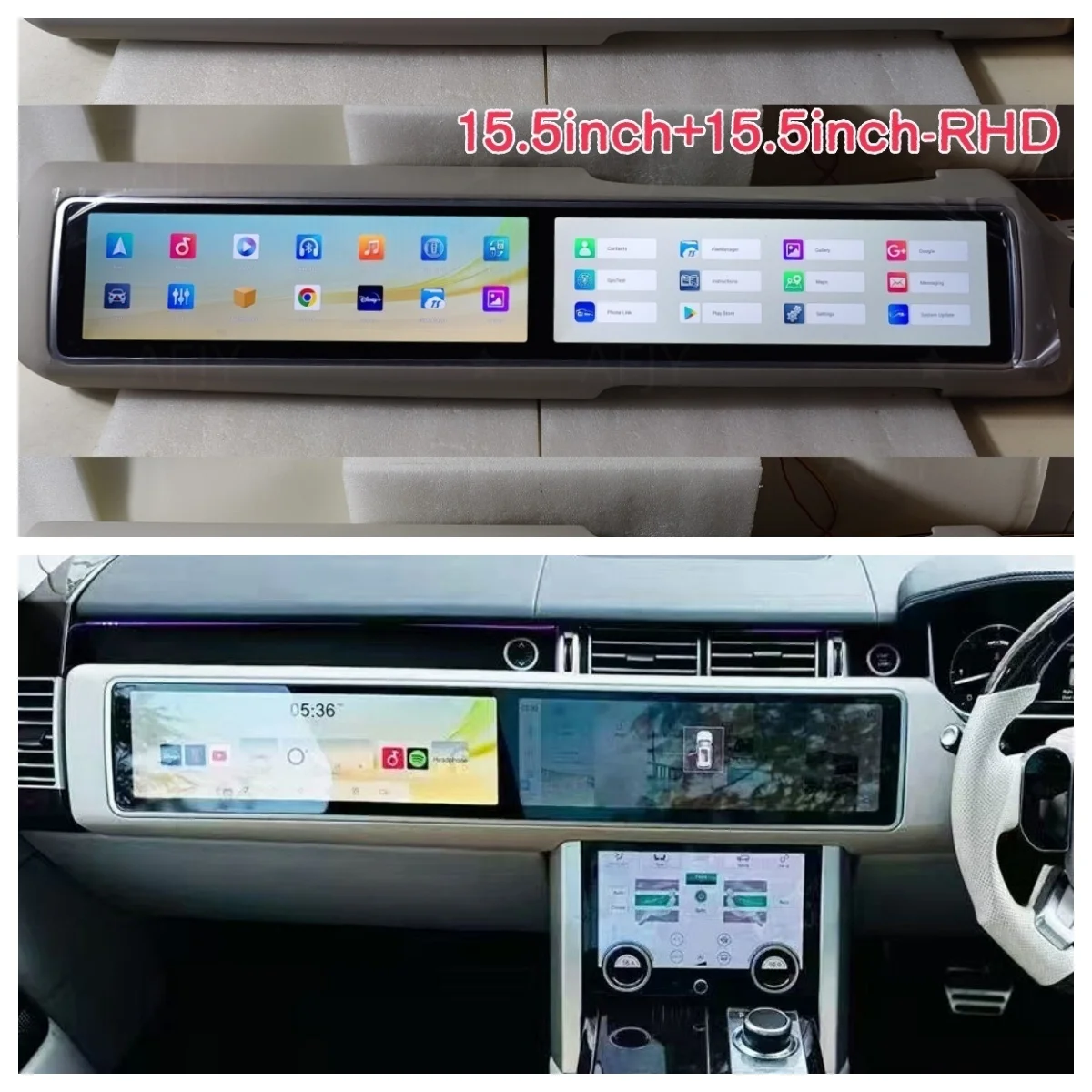 15.5+15.5inch Dual Screen Car Android Carplay For Land Rover Range Rover Sport L494 2013-2017 Multimedia Video Player Stereo GPS