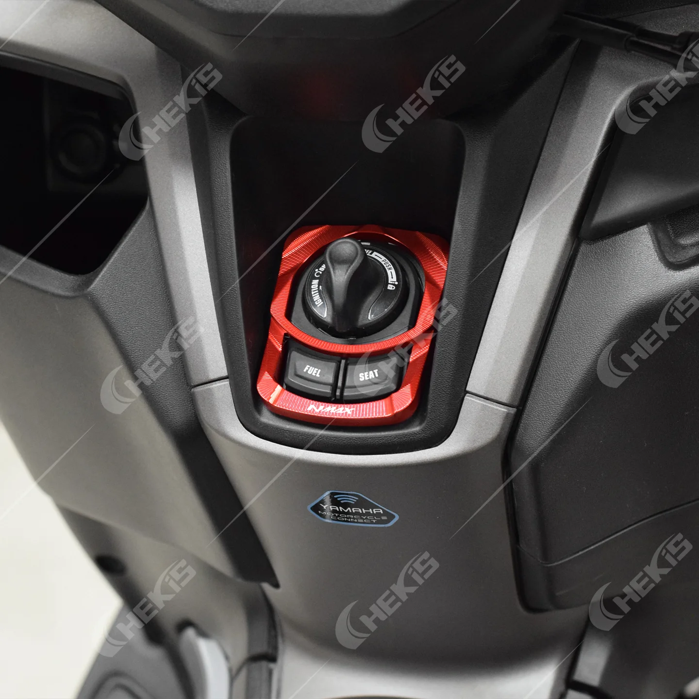 Chekis Is Suitable for 2020~2025 Yamaha Nmax125/155/160 Nmax Turbo Nmax Neo Modified Electric Door Lock Decorative Cover Key Switch Protective Cover Aluminum Alloy