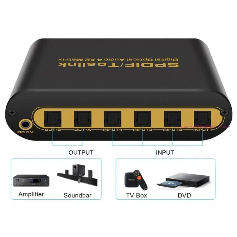 Easy Control Optical SPDIF Sound Matrices 4x2 with LED Indicators 100mA Current 0XLA