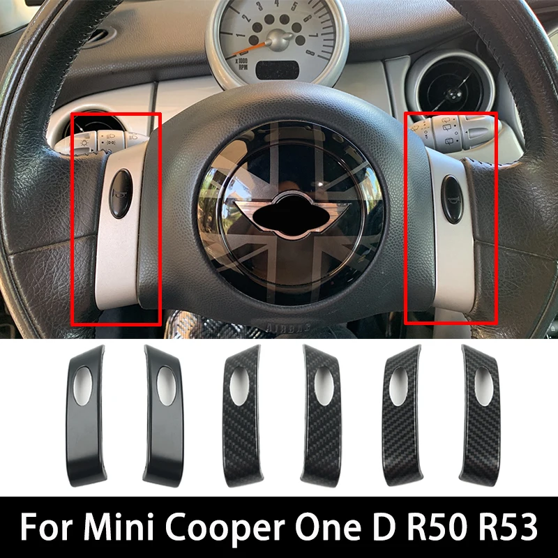 For MINI Cooper One D R50 R53 Car Steering Wheel Trim Cover Steering Wheel Panel Trim Cover Carbon Fiber Pattern Accessories