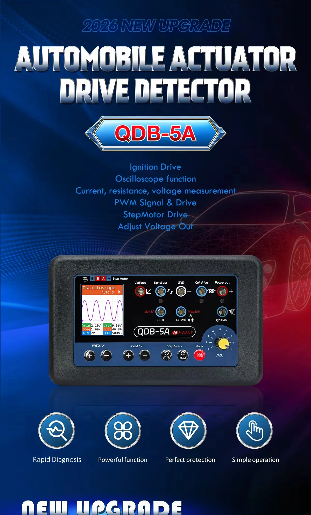 QDB 5A Auto Aktuator Tester Oszilloskop Multimeter QDB-5A Auto PWM Stick Schrittmotor Fahrer Zündspule Diagnose Werkzeuge – Detail 2