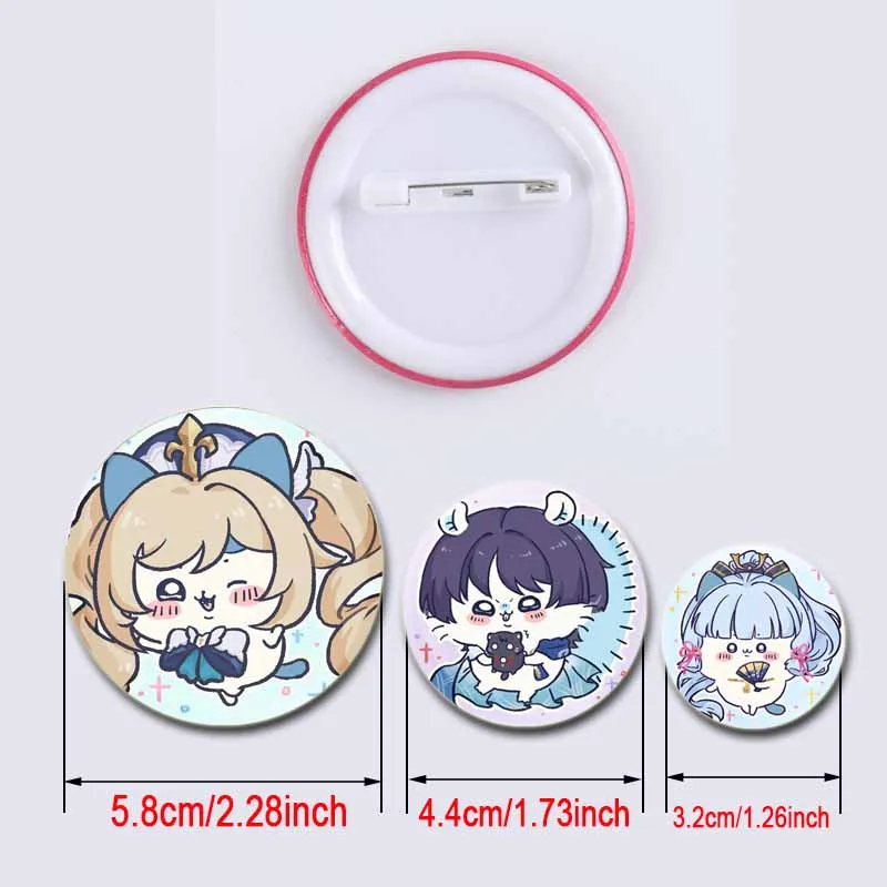 58mm Anime Genshin Impact Pin Character Diona Lisa HuTao Venti YaeMiko Zhongli Lapel Brooch Badge for Backpack Accessories Gifts
