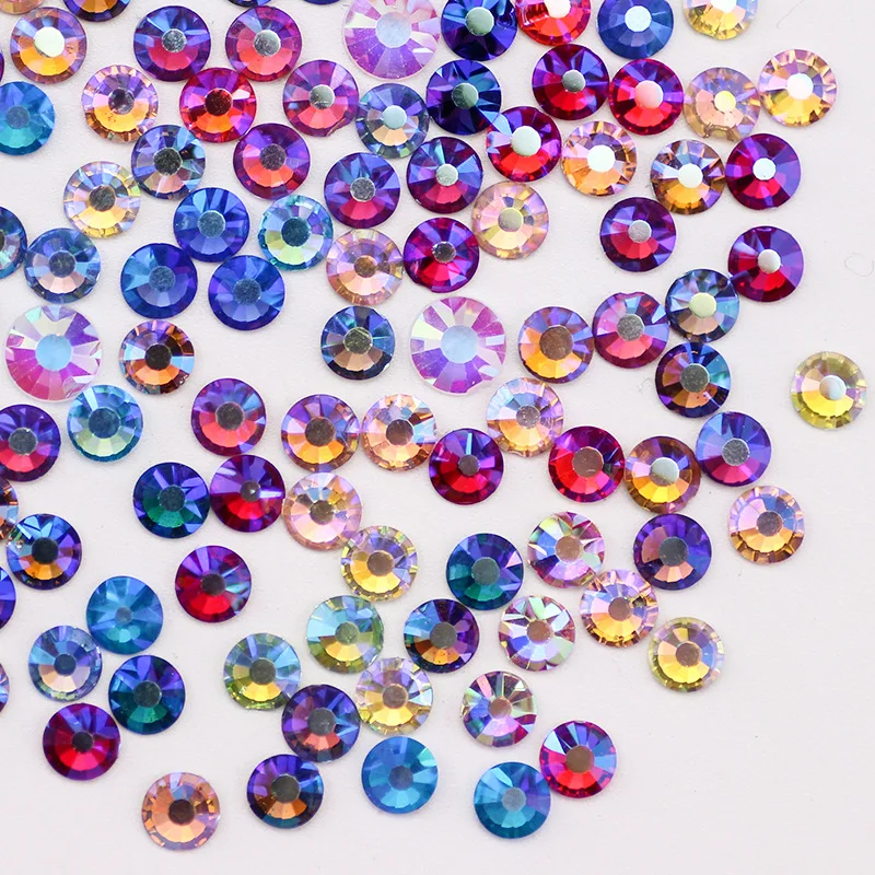 

Colorful AB colorful flat bottom diamond glass round manicure diamond DIY jewelry accessories accessories accessories