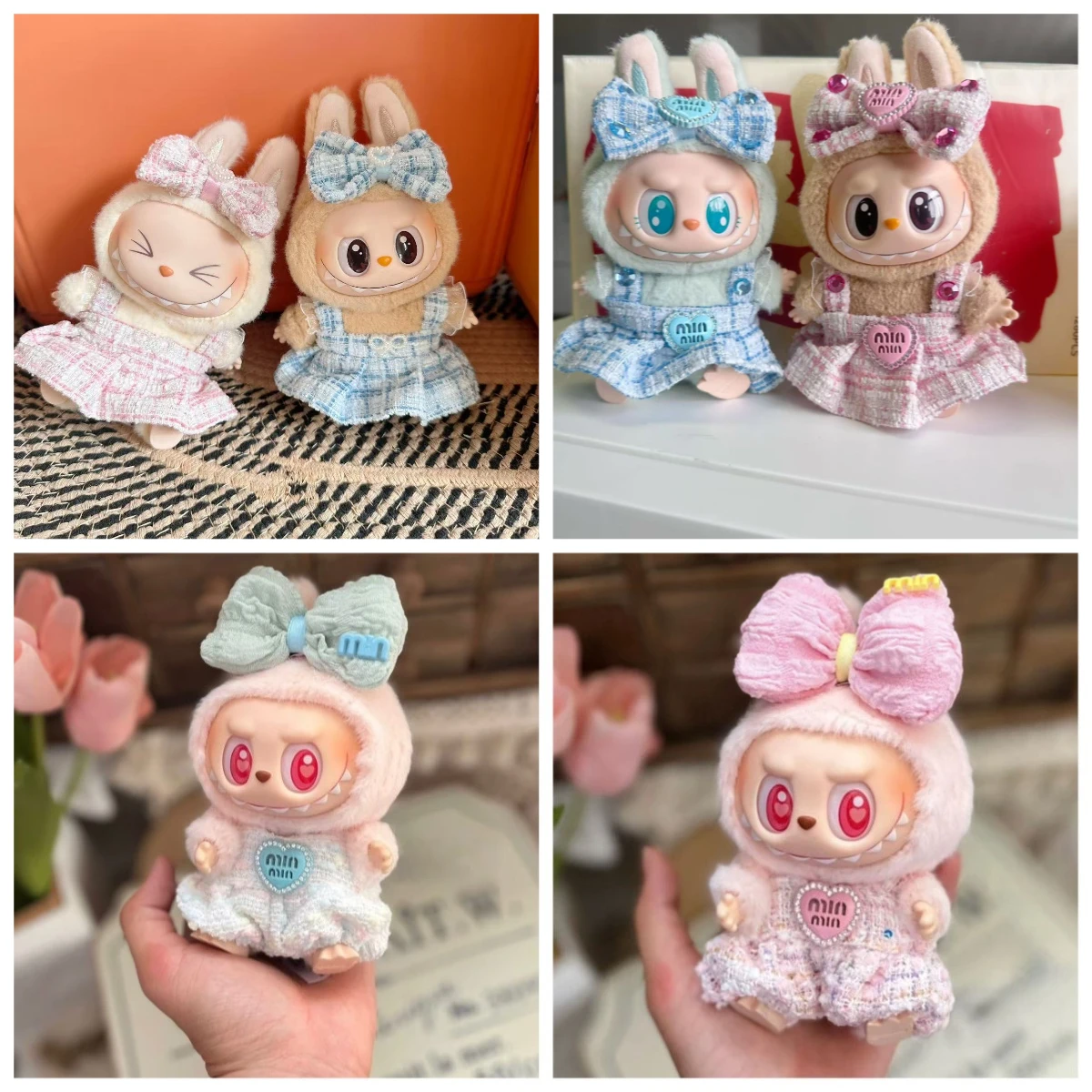 

For 15-17cm Labubu mini Dolls luxury Dress Bows Set Clothing Set Cute Labubu V1 V2 Doll DIY clothes designer Toys Accessories