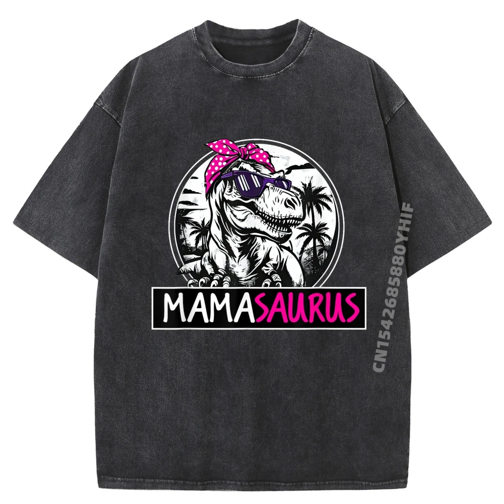 

Mamasaurus T Rex Dinosaur Funny Mama Saurus Mother Is Family Streetwear T Shirt Mens Oversized Washed Clothes