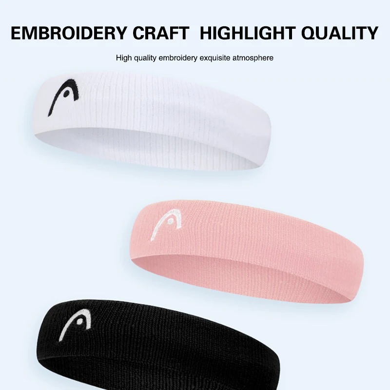 HEAD Sports Headband Sweat Absorption Yoga Fitness Headband Non-Slip Elastic Cycling Headwear HEAD Workout Sweatband Sport