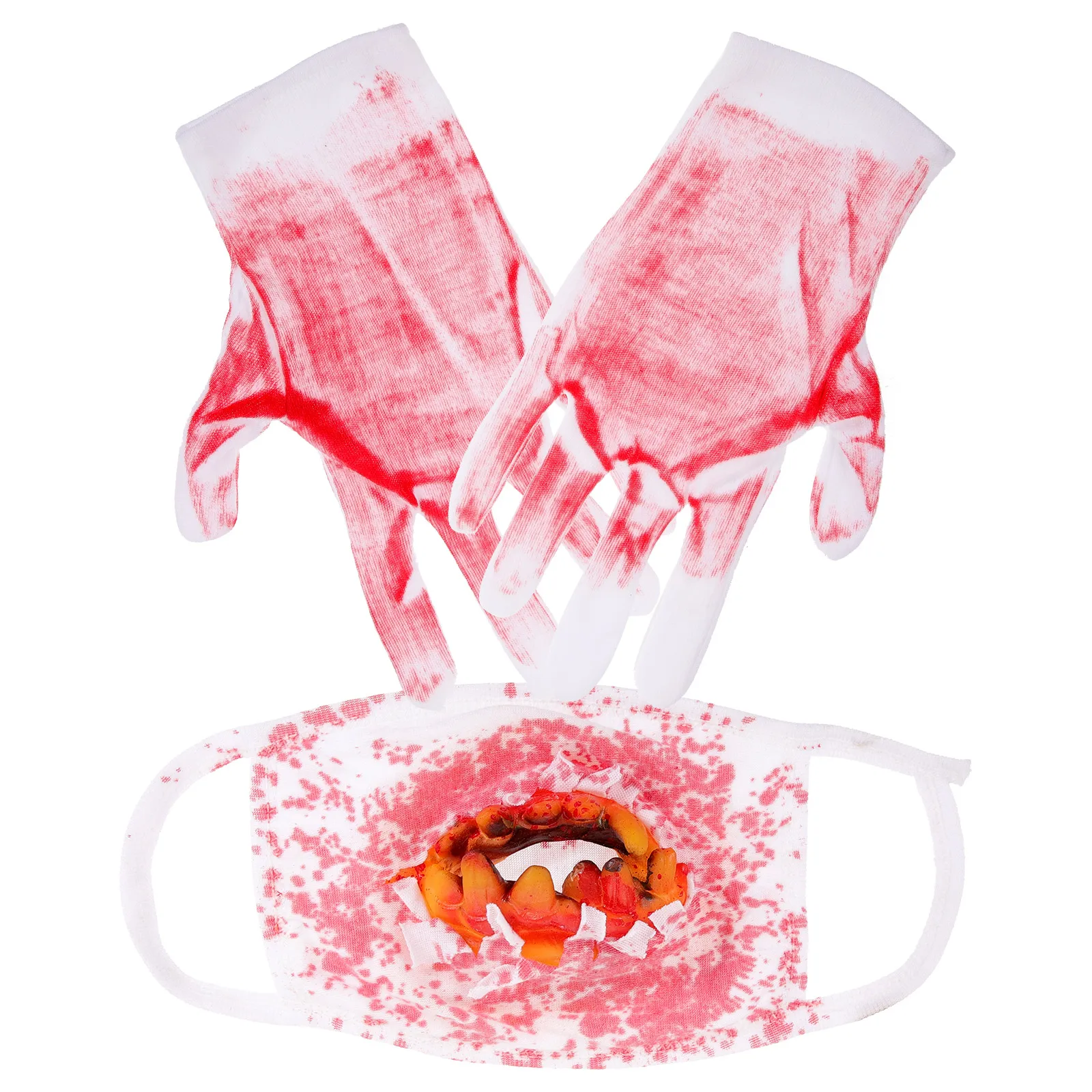 Vampire Mask Denture Costume Gloves for Halloween Scary Masks Cloth Dry Hands Themed Clothing