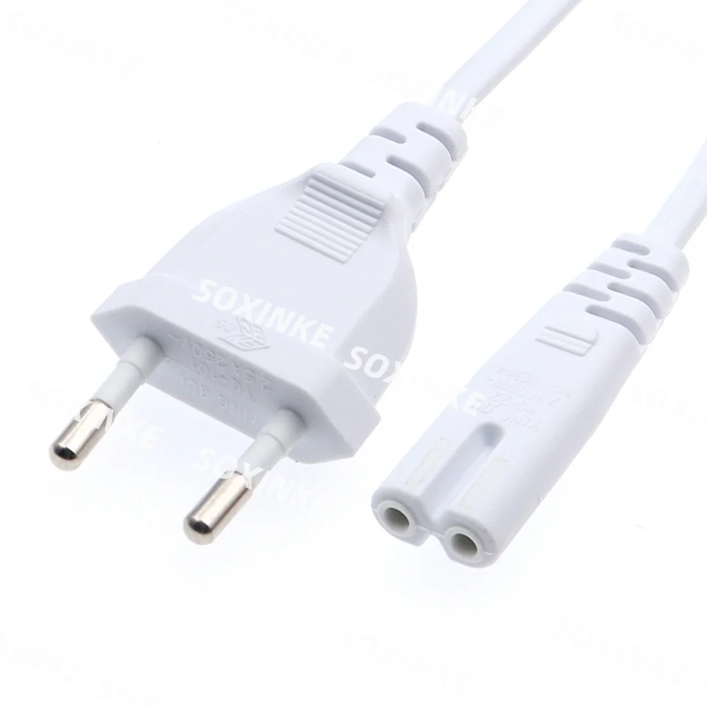 White 2Prong EU to C7 Extension Cable Lamp Power Supply America European Figure 8 Power Cord For Led Lighting 0.3M/1.5M