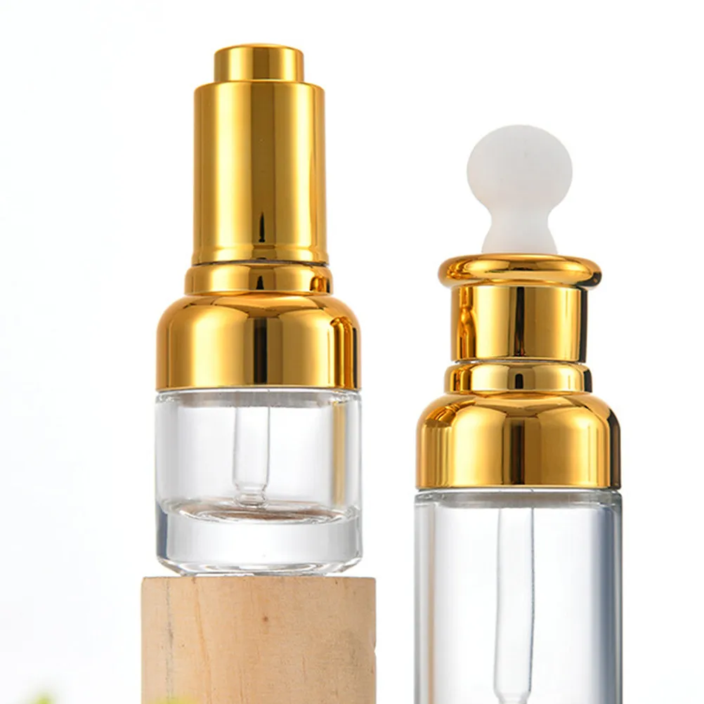 透明の詰め替え可能なドロッパーボトル6個入り。20ml。香水、エッセンシャルオイル、マッサージオイル、アロマセラピー用。ガラス製で、持ち運びにも便利。
