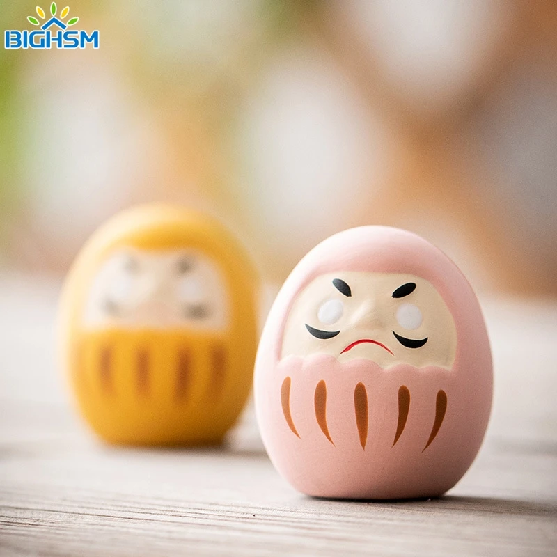 Japonês Cerâmica Daruma Boneca Artesanato, Amuleto Da Sorte, Ornamento Da Fortuna, Paisagem Home Decor, Acessórios Em Miniatura, Presentes, 1Pc