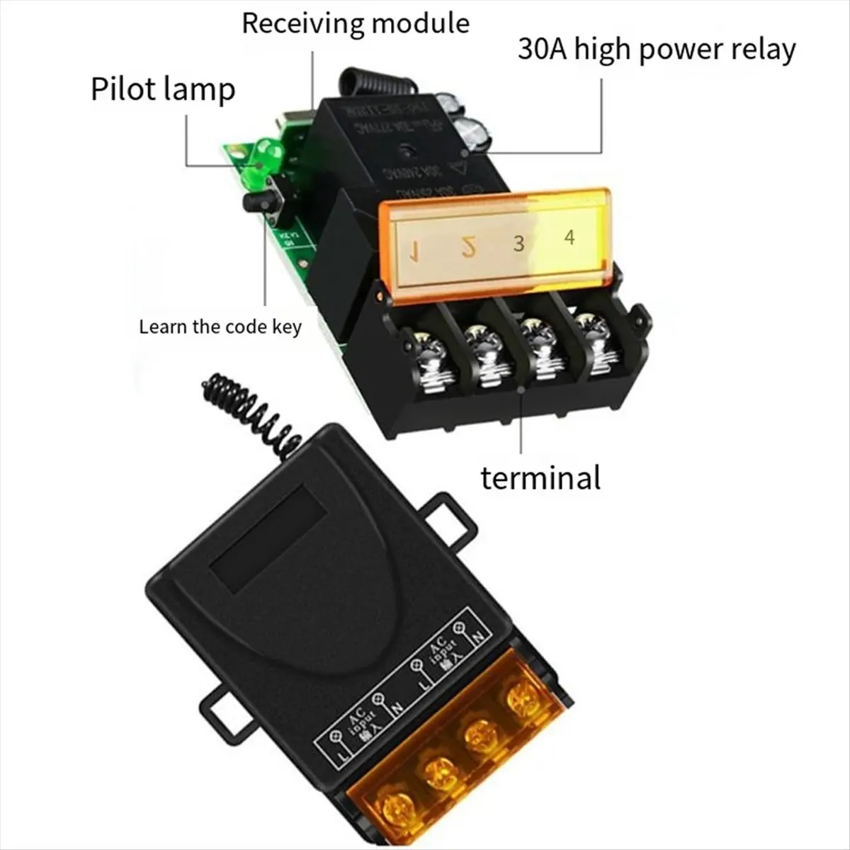 

(BABQ) Беспроводной выключатель с дистанционным управлением 110В/220В 433МГц, мощный релейный модуль 30А, дальность действия 1000м