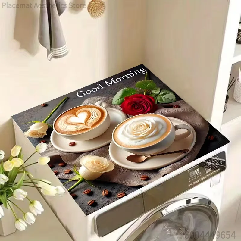 Coffee Machine Mat Delicious and Mellow Heart-shaped Latte Art Printed Coffee Drying Mat Mat Washing Dryer Mat Functional Mat