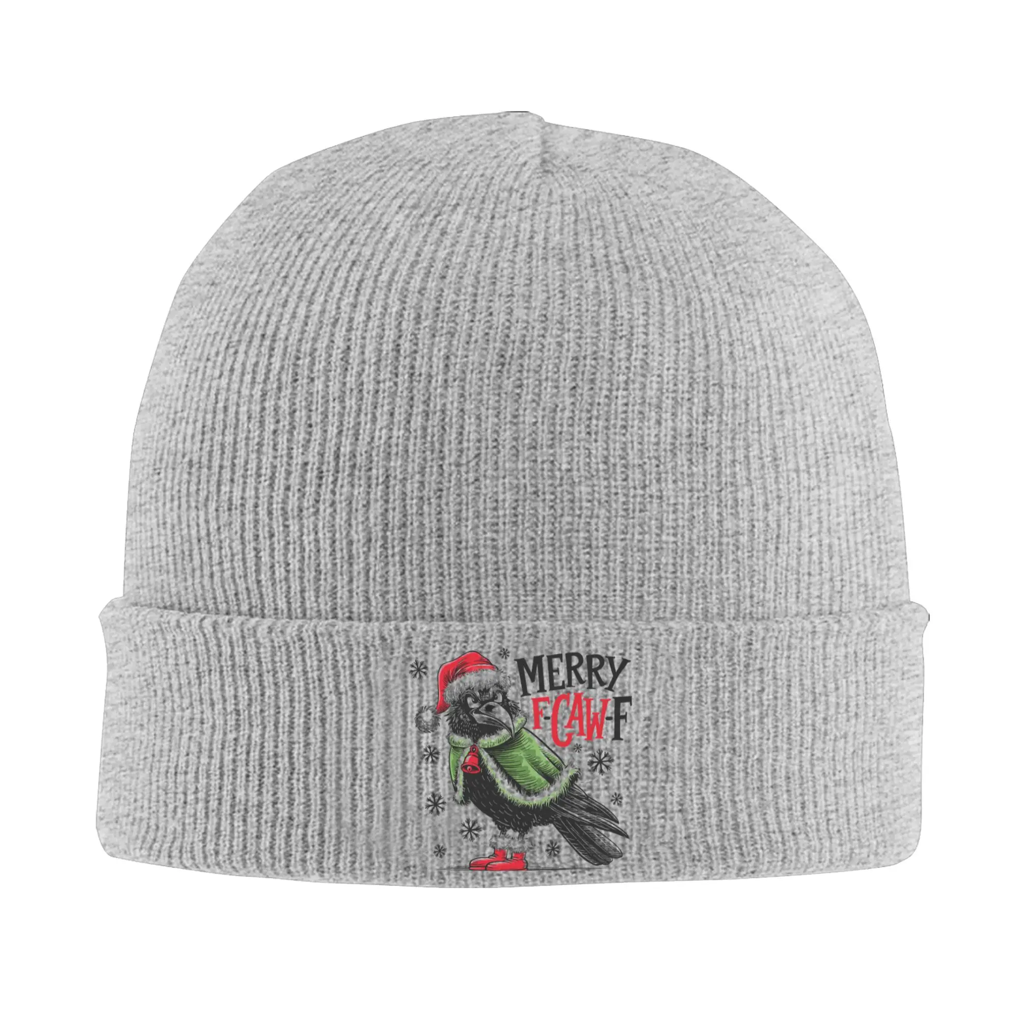 หมวกไหมพรมลายเมมตลก นกกาดำ คริสต์มาส สไตล์เมม หมวกบีนนี่ หมวกไหมพรมกันหนาว ยืดหยุ่นได้ สำหรับผู้ชายและผู้หญิง ของขวัญ