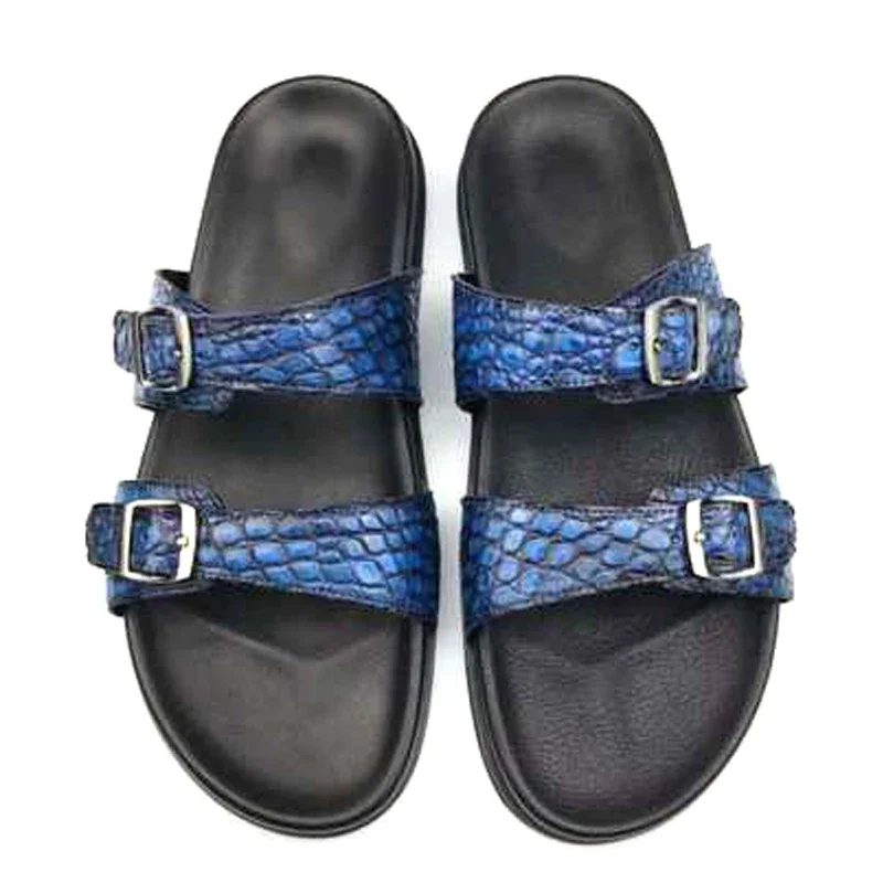 chue new arrival crocodile shoes  male  manual  Brush color  Male sandals men sandals