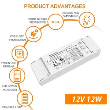 Stmívatelný LED ovladač Zigbee 3.0 12W 12V stmívací LED napájecí zdroj s hlasovým ovládáním přes aplikaci, vhodný pro bodové osvětlení 6 nejlepší prodej Zigbee napájecí zdroj 12V - №1