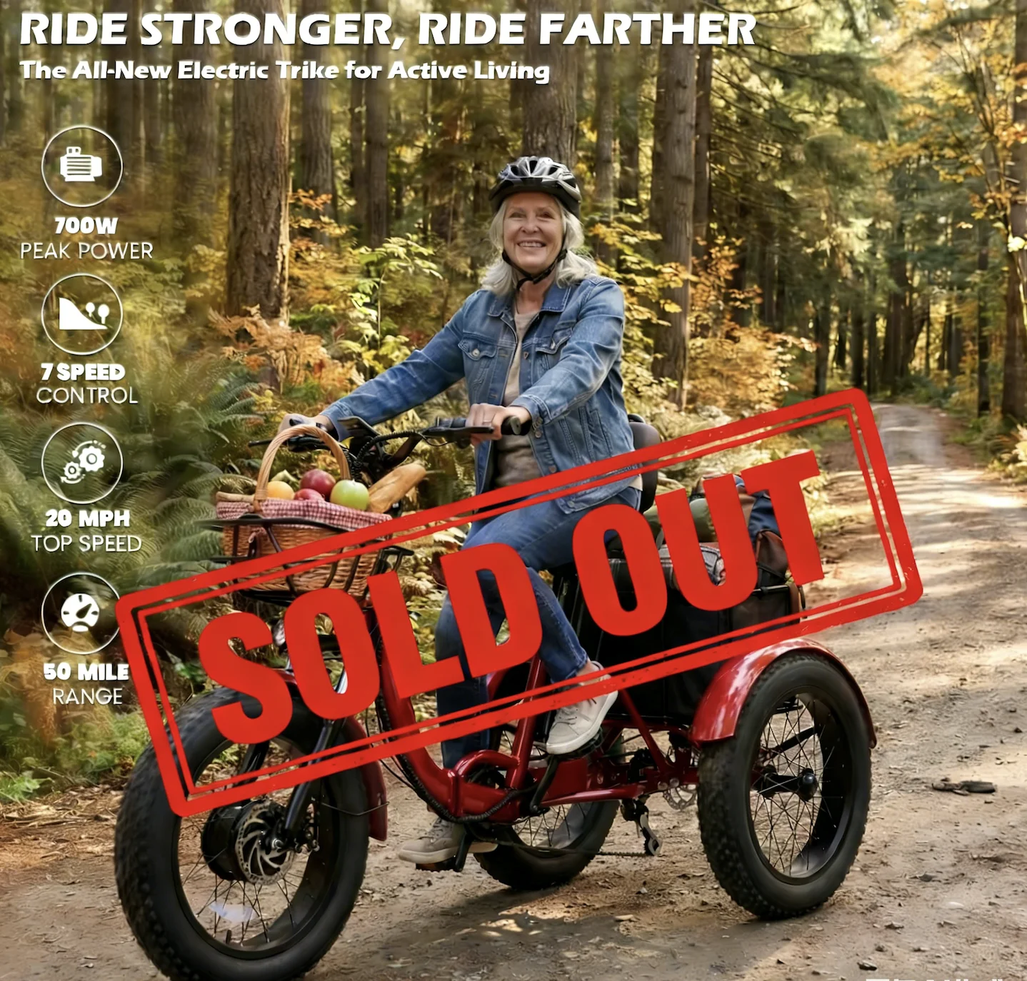 

Электрический складной трайк PEAK 1000W для взрослых, запас хода 50 миль, съемная батарея 48V 15AH и 7-скоростная трансмиссия, толстые шины 20"X4.4"