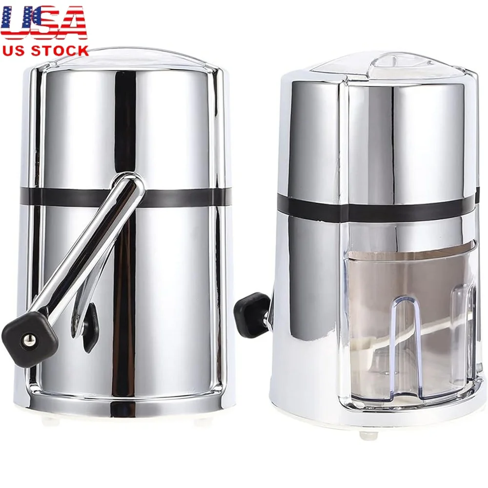 

Manual Ice Crusher 26cm Portable Ice Grinder Stainless Steel Blade Hand Crank Slush Maker Home Cocktails Snow Cones