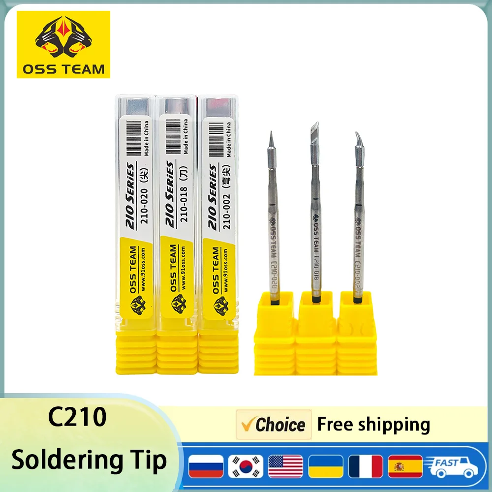 OSS C210 Soldering Iron tip 3Pcs Set for JBC210 HS-02B T80 Soldering Iron Universal Compatible T210 Soldering Station Handle