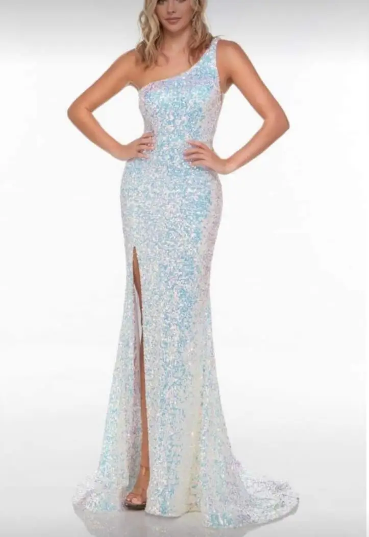 

Sequin Prom Dresses One Shoulder Sexy Dress Party Wear Sleeveless Mermaid Sweep Train with Slit Abendkleider Robes de Soirée2023