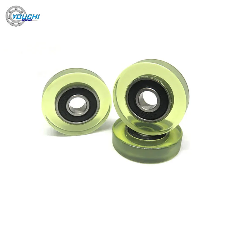 5pcs 10x40x10 Urethane Coated Roller PU600040-10 Polyurethane Covered Bearing Wheel 10*40*10 PU Plastic Guide Wheel Pulley