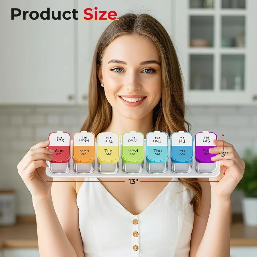 Portapillole settimanale extra large Portapillole XL 7 giorni Am Pm Jumbo Organizzatore di medicinali 2 volte al giorno per contenere vitamina medica quotidiana
