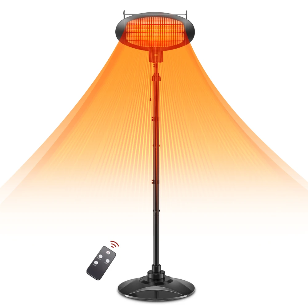 Outdoor Infrared Heater Waterproof Patio Heaters Electric Garden,living Room Floor Standing 3pcs Halogen Tubes Free Spare Parts