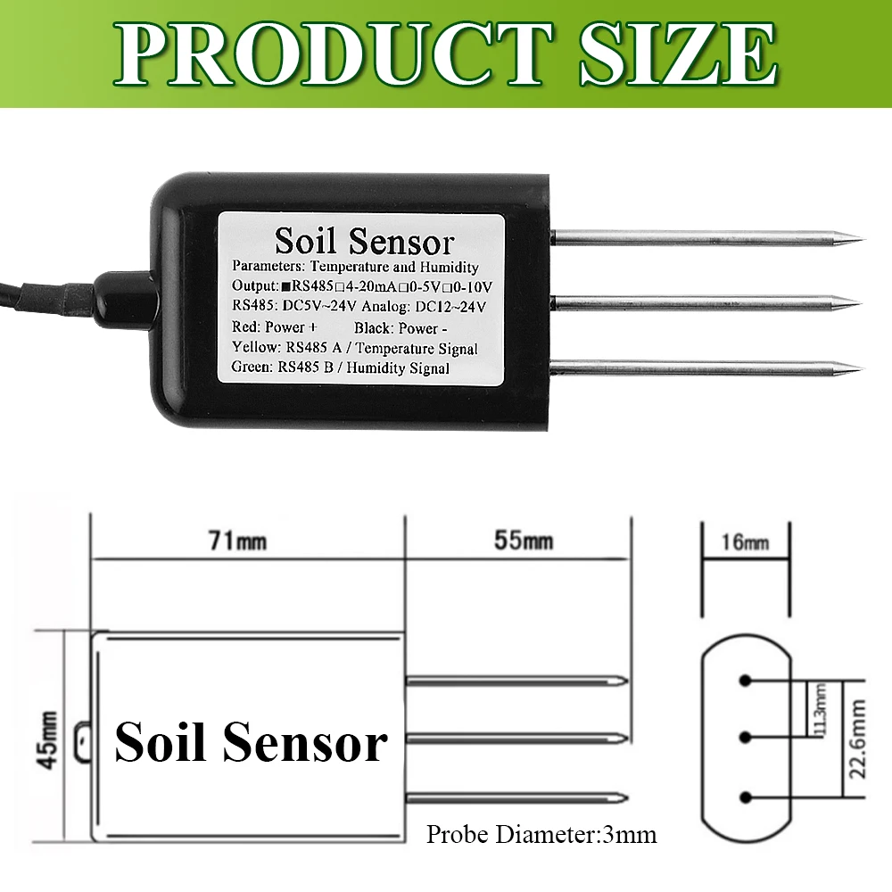 Temperature Humidity Sensor 4-20mA RS485 0-5V 0-10V Output Soil Conductivity Detector Temperature Transmitter TDR Electronic