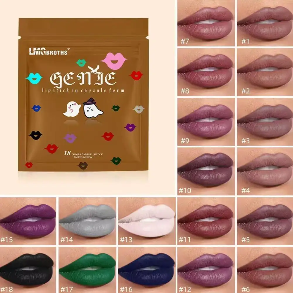 1set Capsule Mini Lipstick Set Matte Velvet Macaron Color Lipstick Easy Long Cosmetics Lip Capsule Lipstick Waterproof Last E7F9
