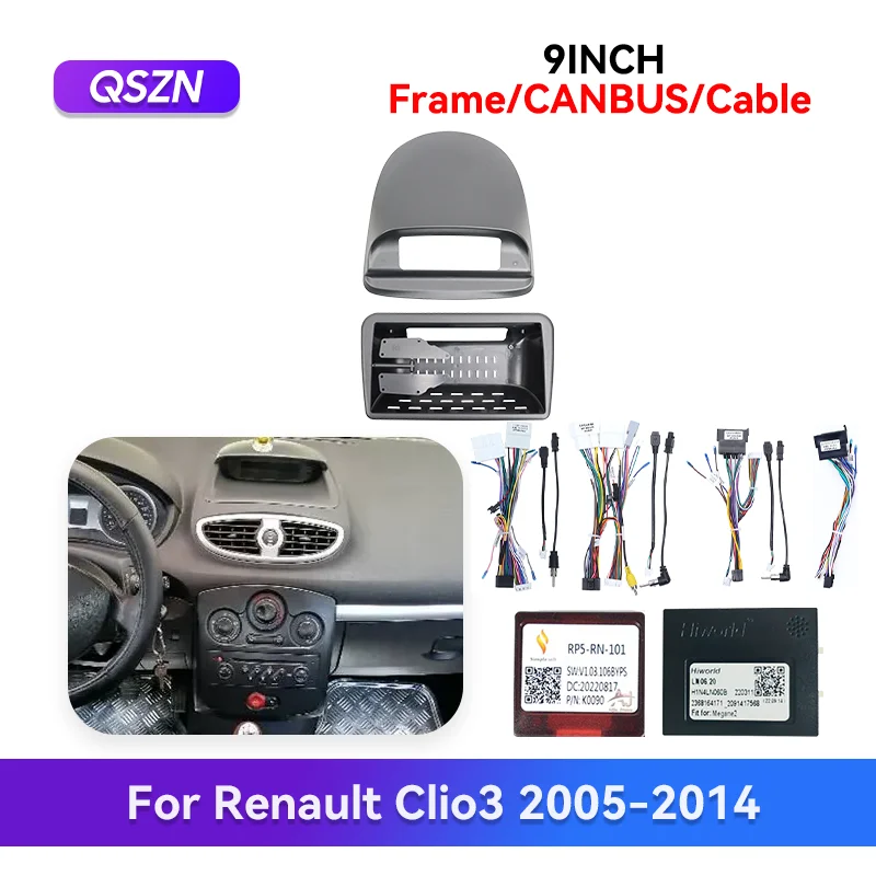 

QSZN 9-дюймовый 2005-2014 для RENAULT CLIO3 автомобильный радиоприемник Android, панель автомобильного радиоприемника, проводной рукав, рамка, жгут проводов приборной панели Canbus