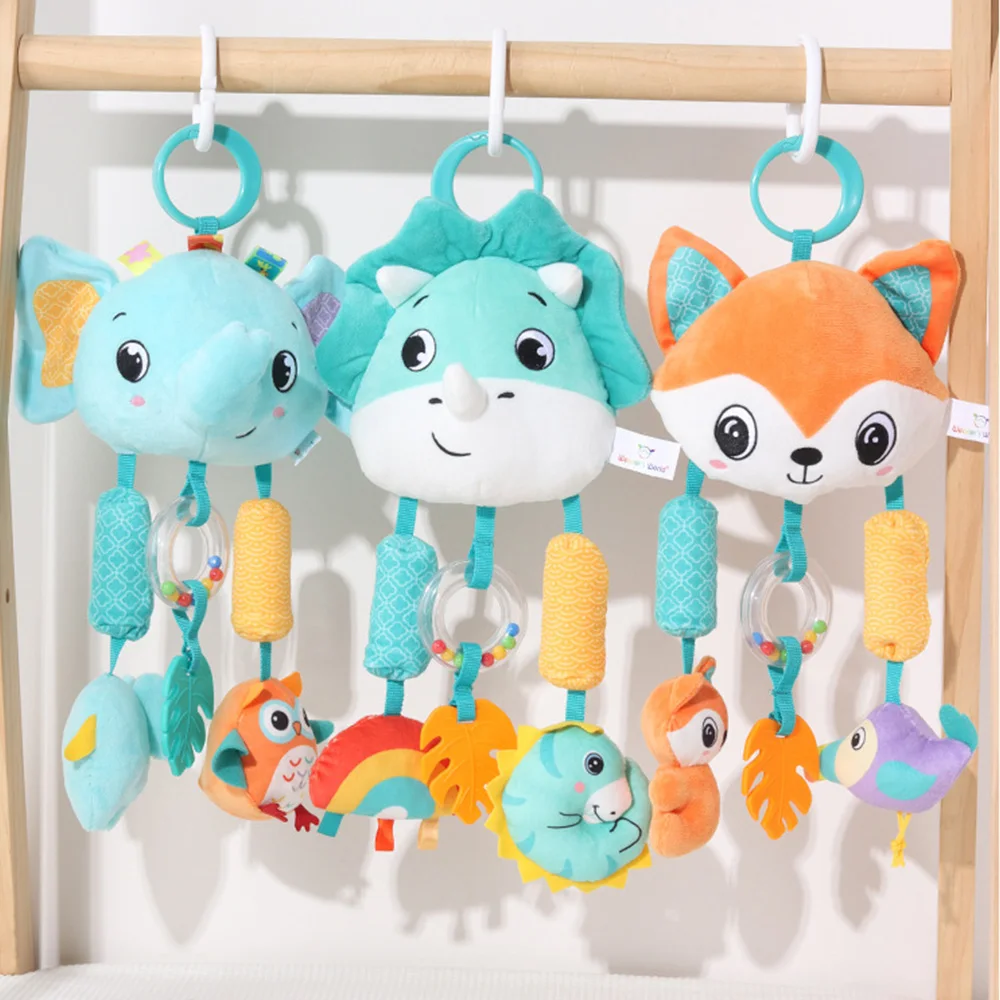 Baby Hanging Toys for 0 3 6 12 Months Rainbow Activity Plush Animal Stroller Toy for Baby Car Seat Crib Travel Sensory Baby Toy