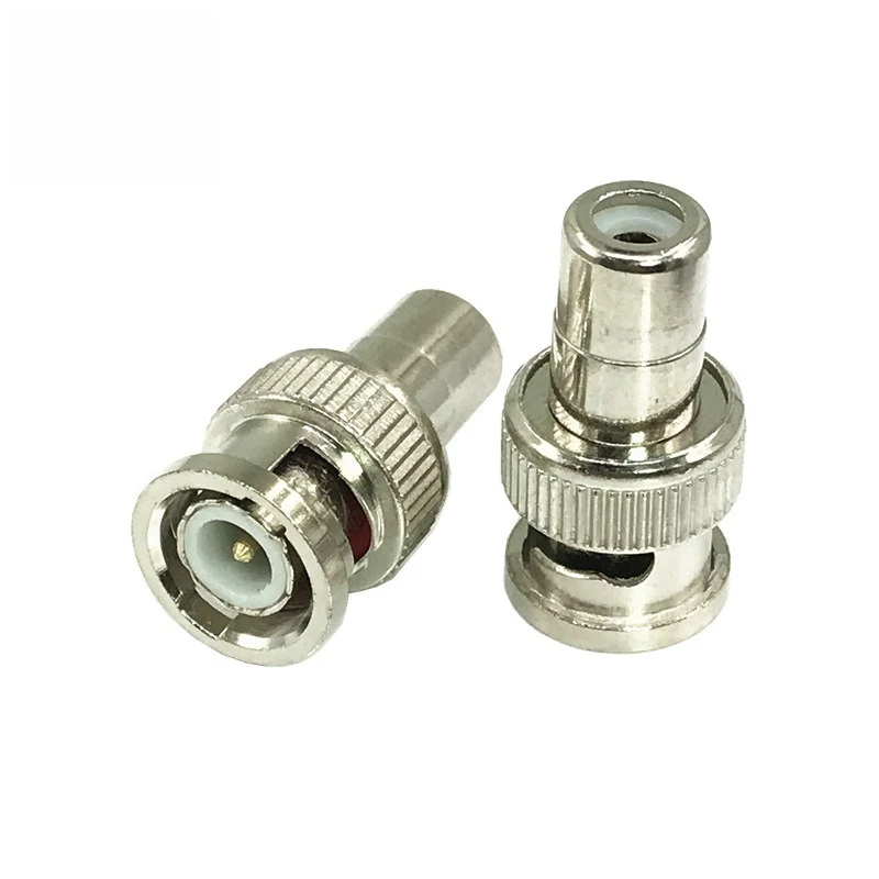 10 Pack Solder‑Free RCA Male to BNC Male Adapter, Audio‑Video Conversion Terminal Connector for CCTV Security Surveillance